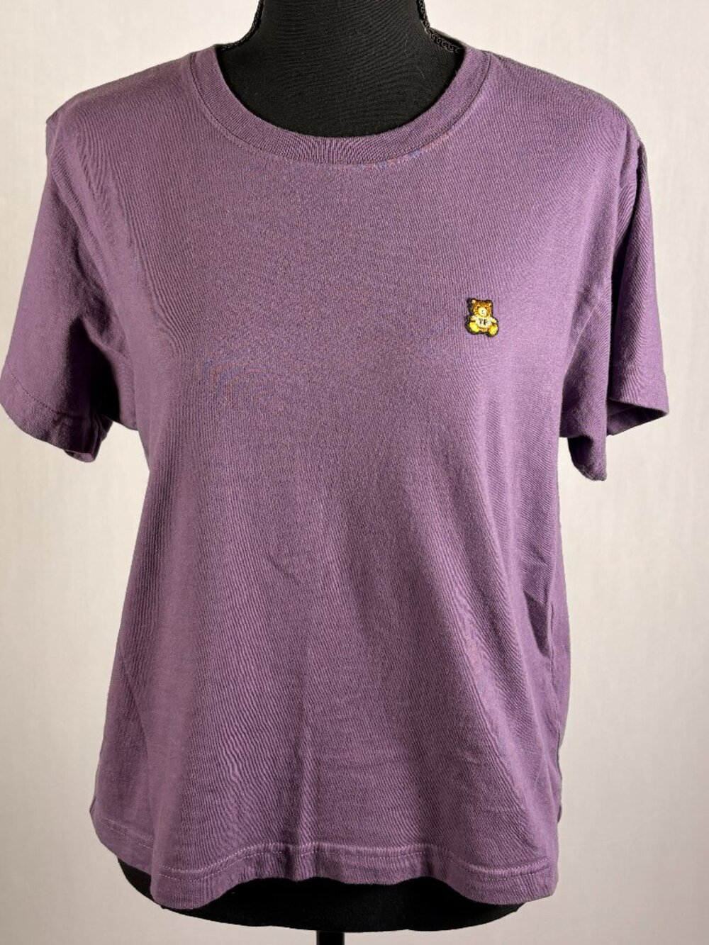 Teddy Fresh | Cropped Tee with Embroidered Bear | L | Purple